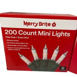 Merry Brite 200 Count Christmas Mini Lights Multi‎ Bulb Green Wire